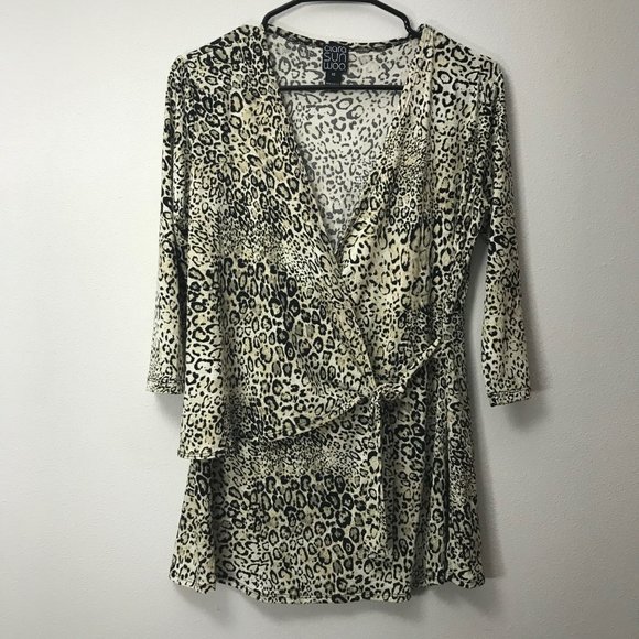 Clara sun woo cheetah print blouse xs tie front - Picture 1 of 6